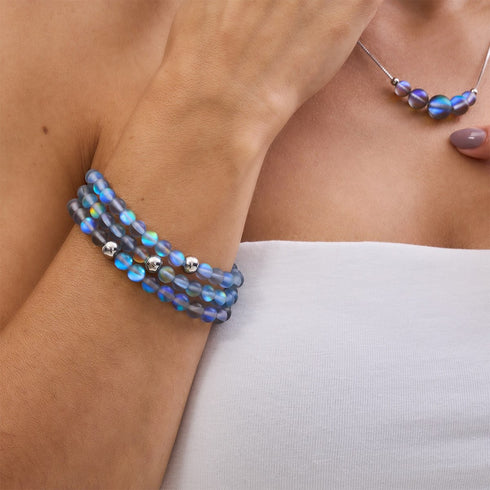 Grau | Silber | Meerjungfrau Glasperlenarmband
